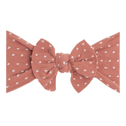 patterned-shabby-knot-putty-white-dot Baby Bling Bows clips headbands - Sophia's StylePATTERNED SHABBY KNOT-